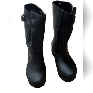 Hunter Black Platform Rain Boots